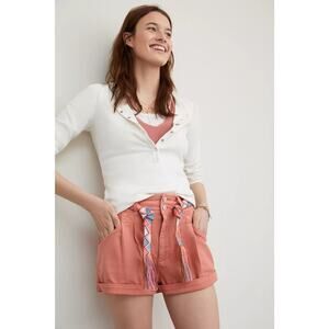Anthropologie Pilcro Relaxed Pleat Shorts Size 29 Pink High Waist Pleated Cuffed